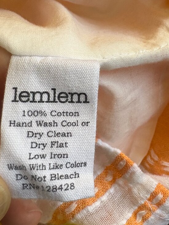 Lemlem Eshal Swing Dress size M medium striped cotton gauze mini yellow orange - Picture 7 of 8